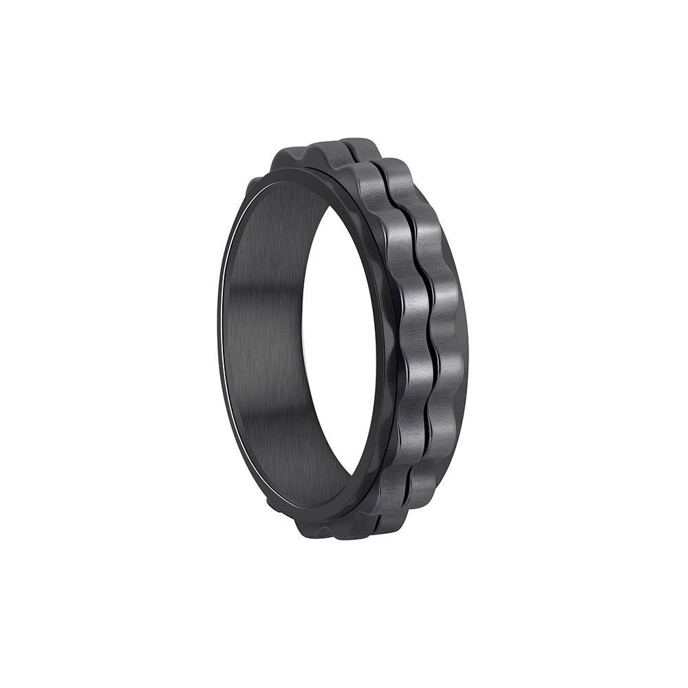 Women's Titanium Steel Ornament Rotatable Decompression Gear Rings