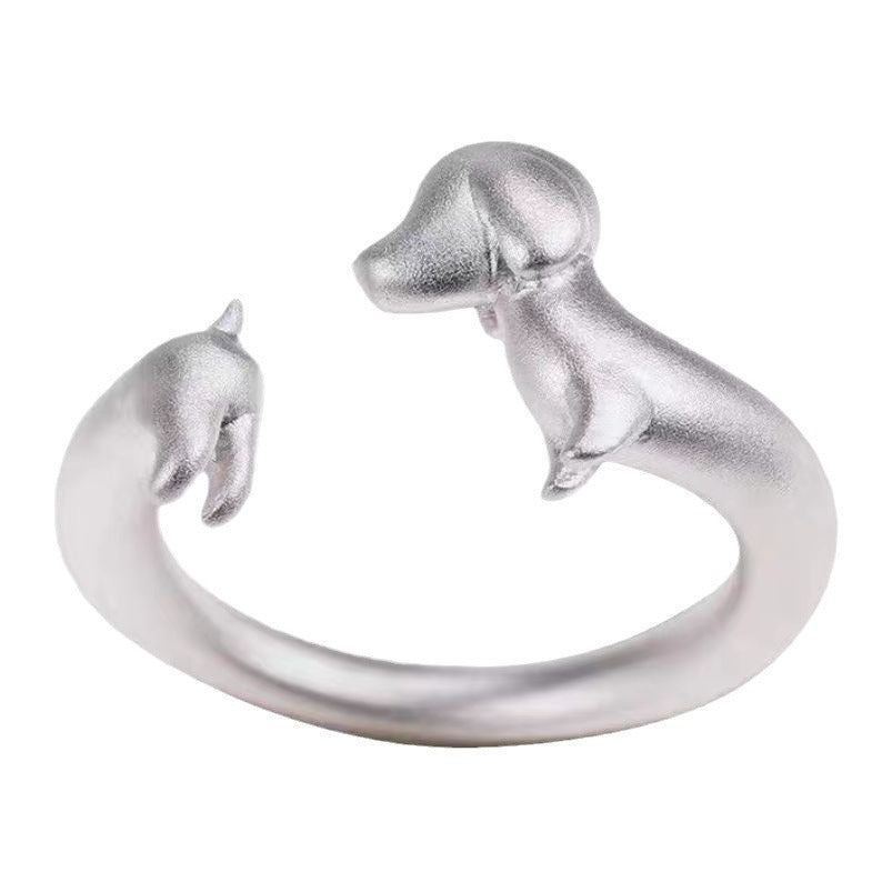 Design Sausage Dog Female Personalized Gift Cute Matte Creative Rings