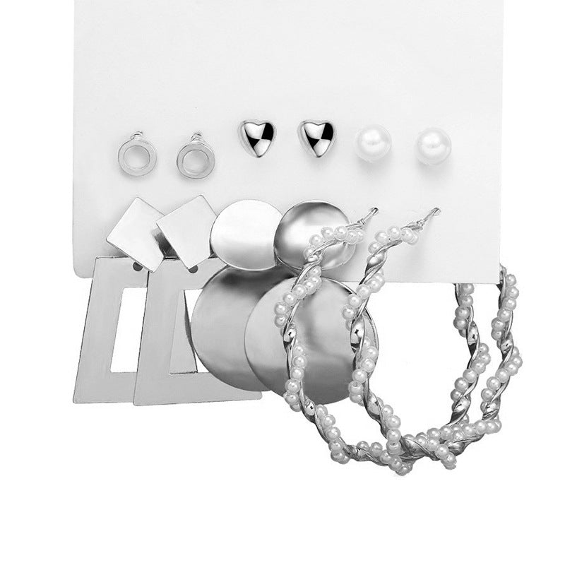 Suit Pairs Creative Metal Geometry Pearl Rings