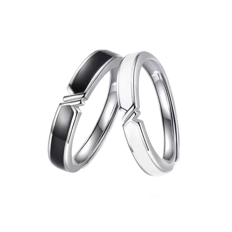 Women's & Men's Of Long-distance Love Black With Design Rings