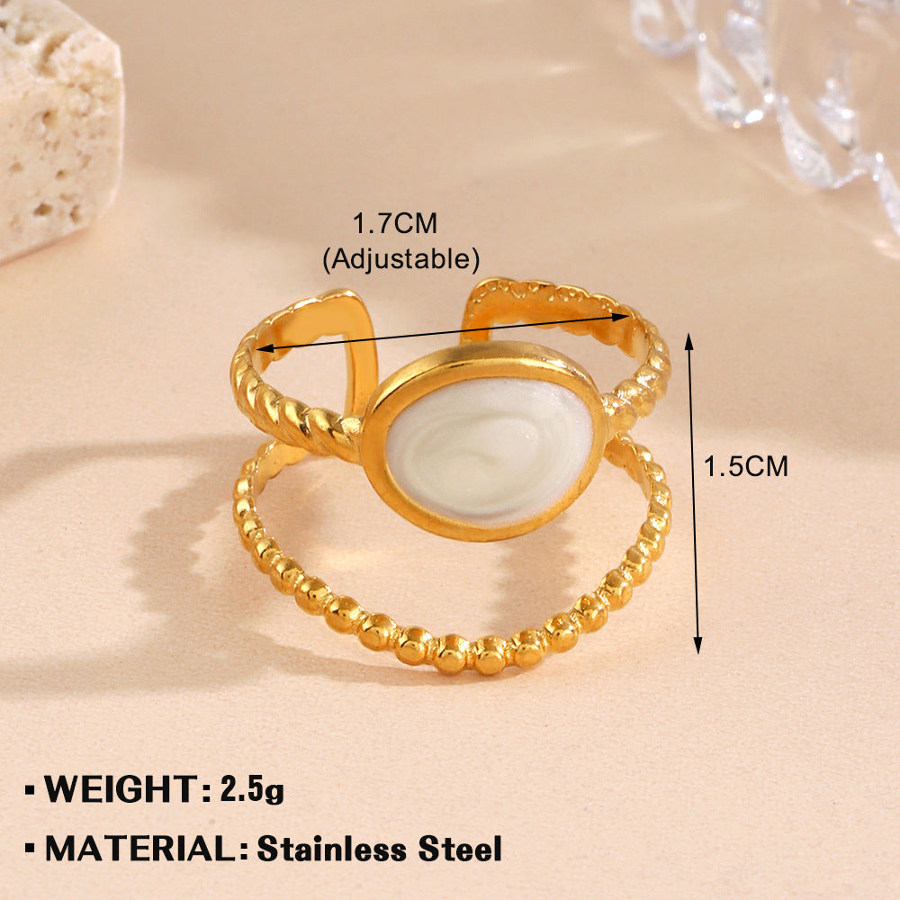 Women's Stainless Steel Diamond Open Niche Design Rings