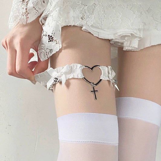 Shape Leg Circle Lace Peach Elastic Necklaces