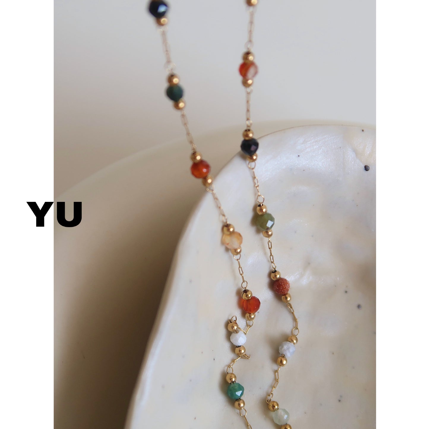 Stone Crystal Gem Titanium Steel Chain Necklaces