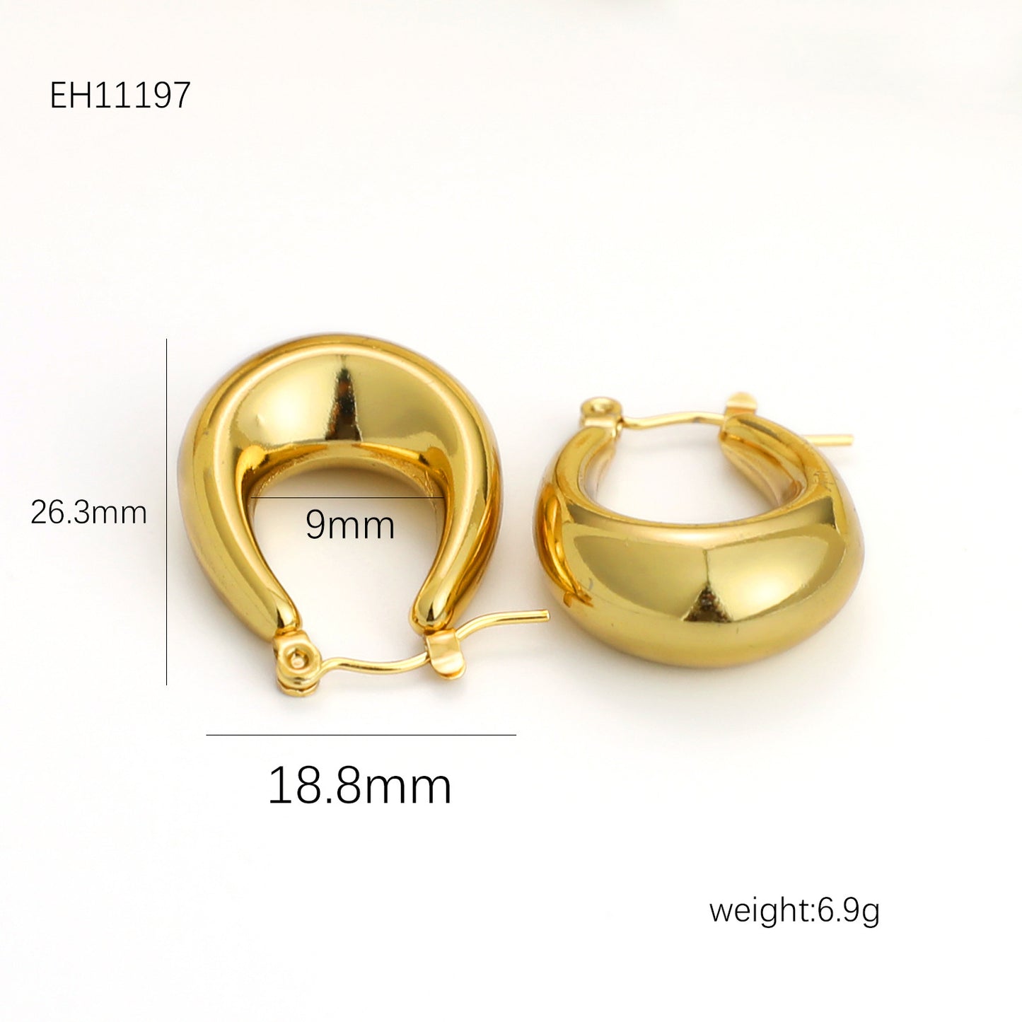 Summer High-grade Exaggerated Metallic Titanium Steel Gold-plated Earrings