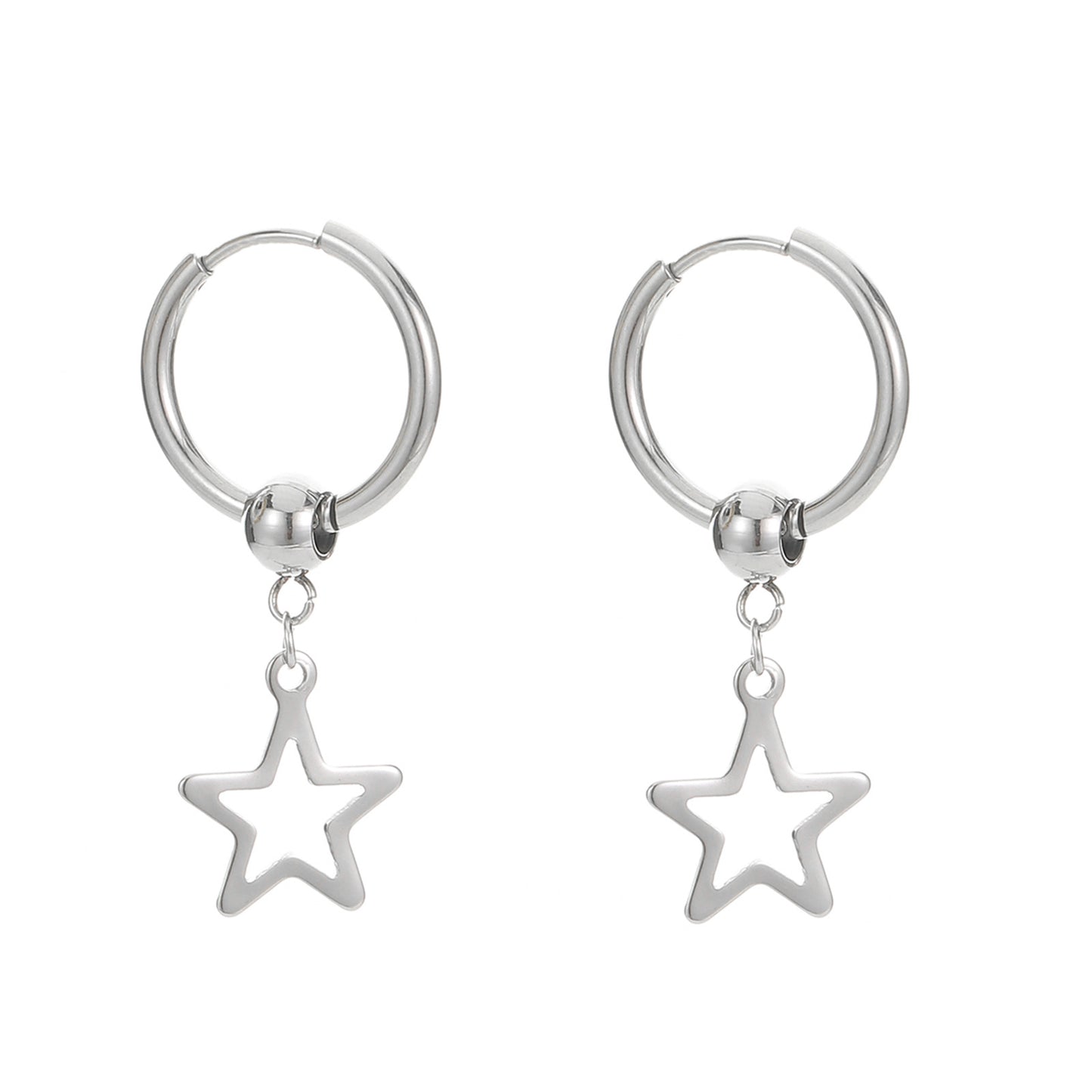 Stainless Steel Simple Sun Star Moon Earrings