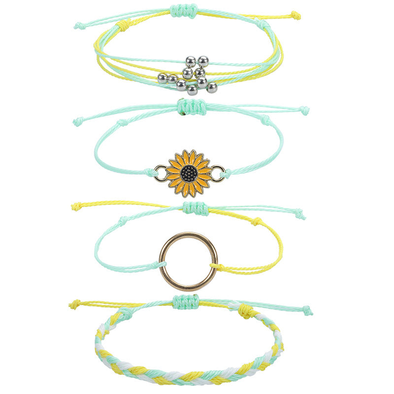 Strap Waterproof Wax Line Hand-woven Sunflower Bracelets