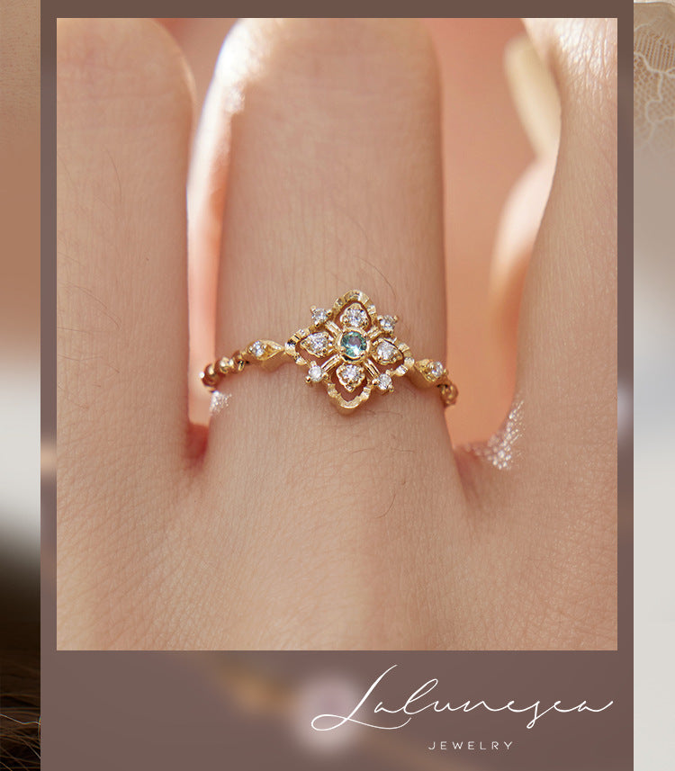 Luxury Iba Color High Imitation Emerald Adjustable Rings
