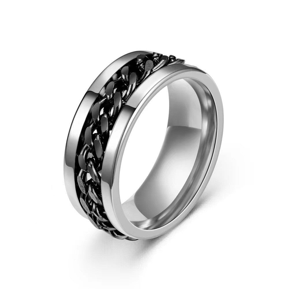 Men's Vintage Baked Fog Wen Titanium Rings
