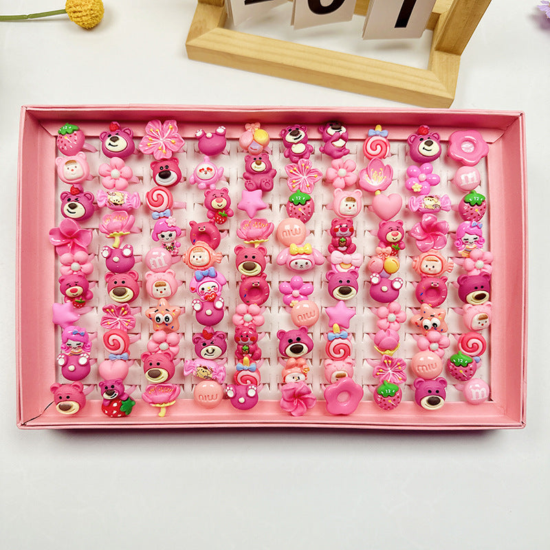 Children's Cartoon Nostalgic Frosted Texture Plastic Kindergarten Rings