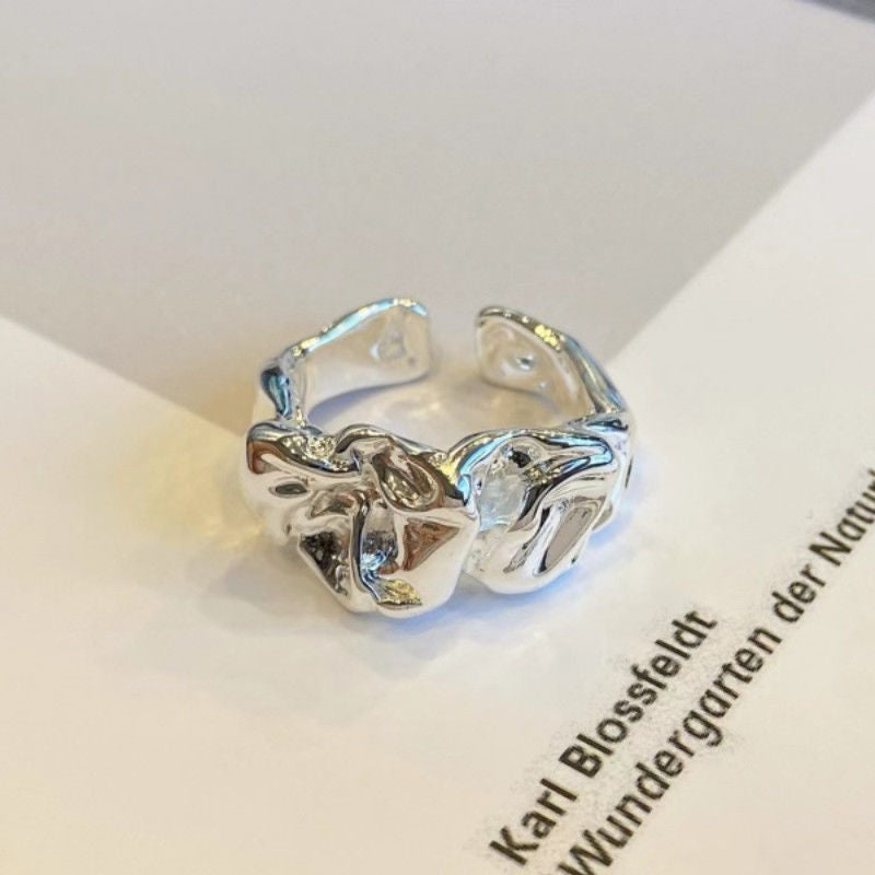 Geometric Irregular Pattern Personality Trendy Exaggerated Rings