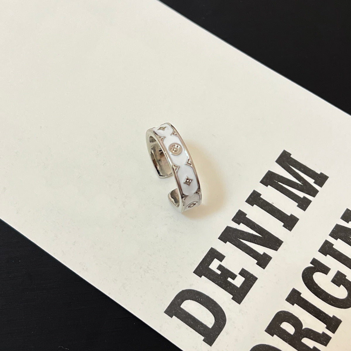 Women's & Men's Cross Drip Glazed Refined Zircon Design Sense Niche Ring