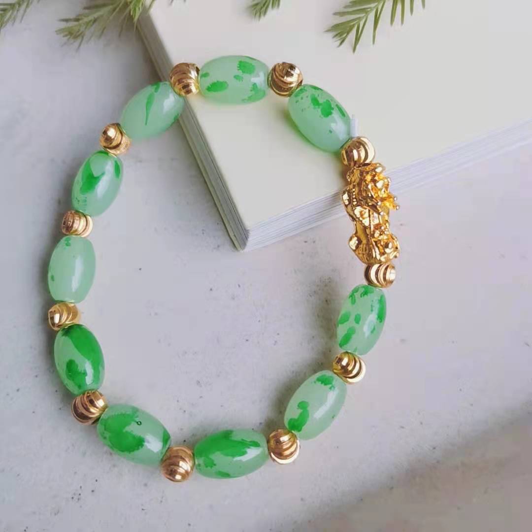 Gold Pi Imitation Obsidian Six Words Bracelets