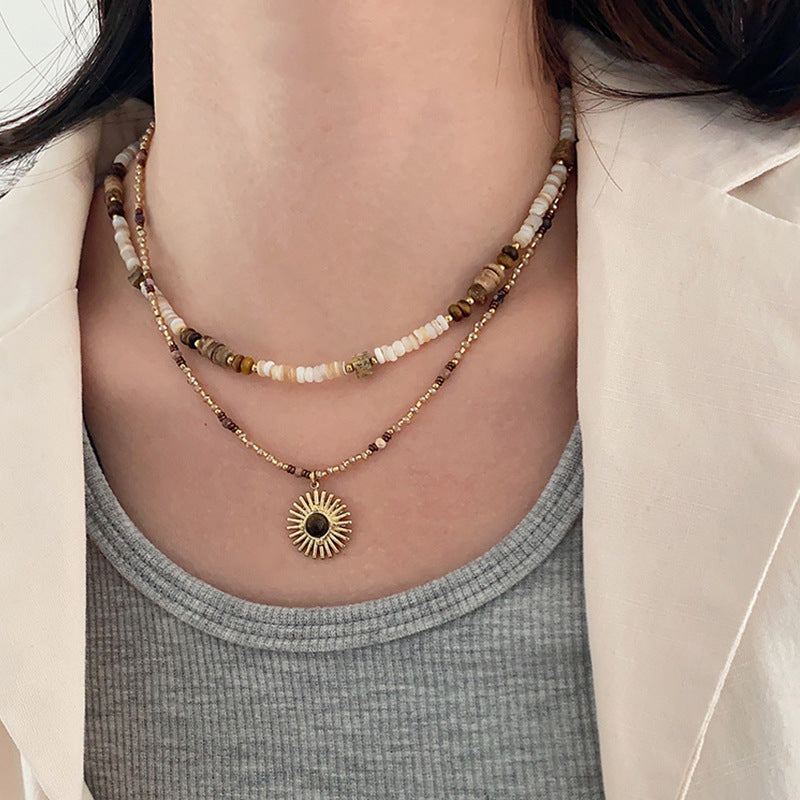 Stone Beaded Female Niche Retro Personality Necklaces