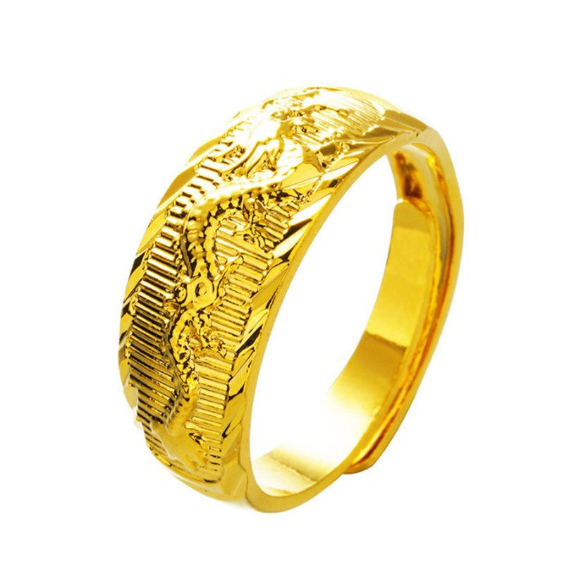 Dragon Phoenix Vietnam Placer Gold Couple Jewelry Plated Prosperity Rings