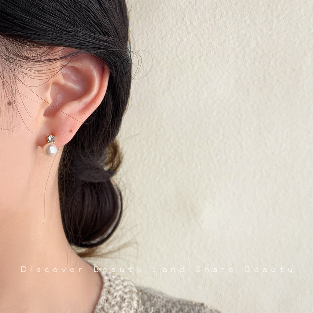 Geometric Ear Personality Simple Natural Pearl Earrings