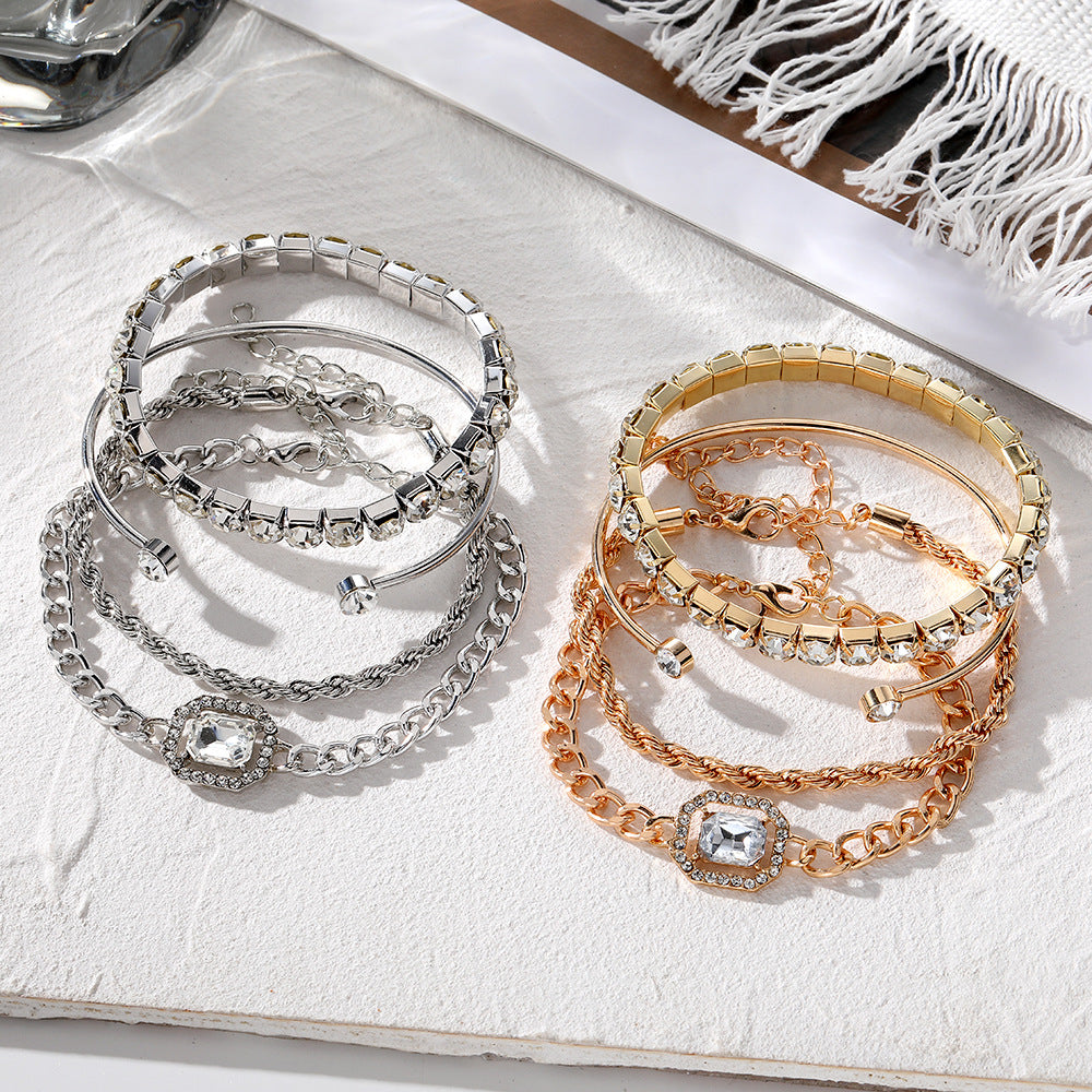 Women's & Men's High-grade Birthday Gift Fashion Gold Diamond Bracelets