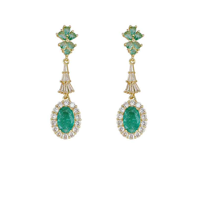 Gold Electroplated Colored Gems Zircon Design Earrings