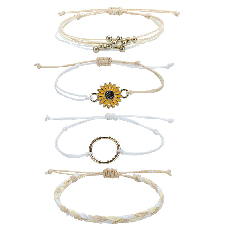 Strap Waterproof Wax Line Hand-woven Sunflower Bracelets