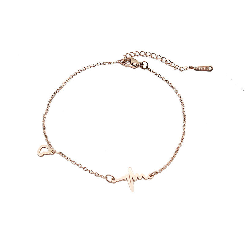 Titanium Steel Female Korean Minimalist Heart-shaped Bracelet