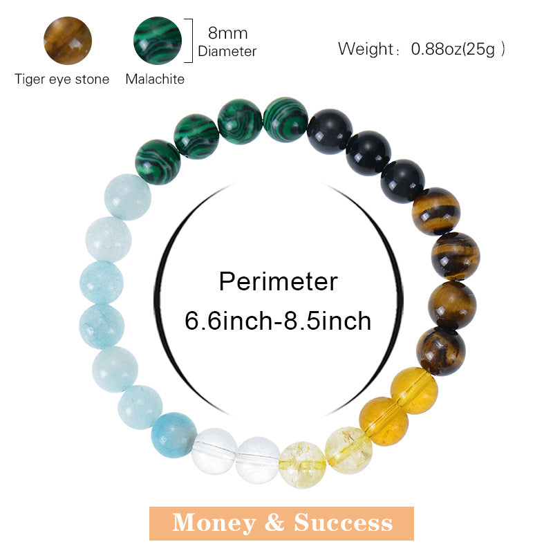 Natural Tigereye Citrine Malachite Beaded Wealth Bracelets