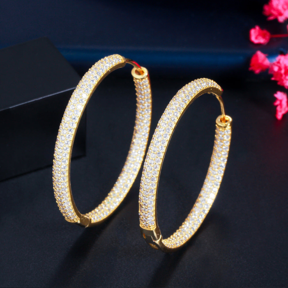 South American Style Personality Diamond Gold Earrings