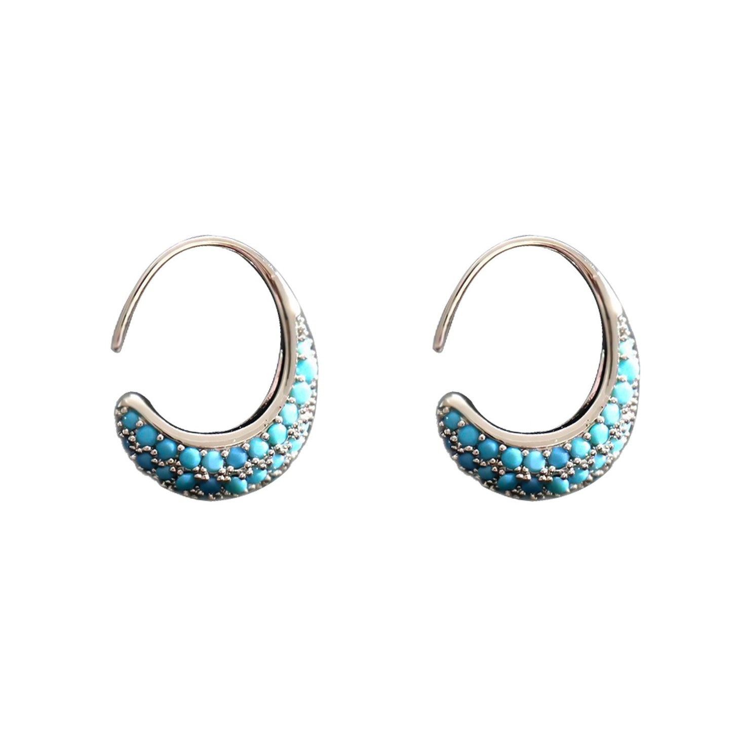 Women's Design Flower Basket Turquoise Advanced Full Diamond Ear Hook