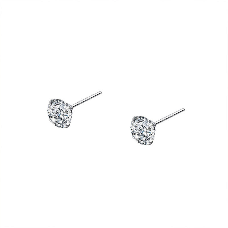 Women's & Men's Simple Sterling Sier Zircon No Need To Take Earrings