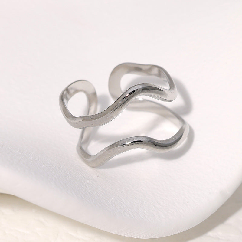 Line Stainless Steel Asymmetric Open Simple Rings