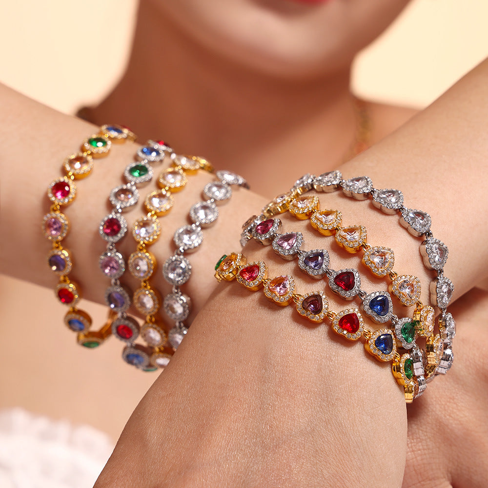 Stainless Steel Zircon Fashion Dopamine Advanced Shining Bracelets