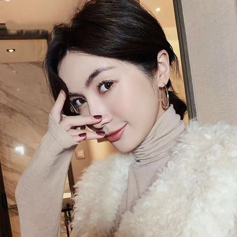Style Temperament Simple Cold Hoop Ear Oval Rings
