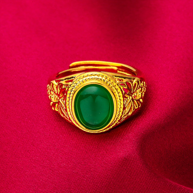 Women's Placer Gold Fashion Green Red Open Rings