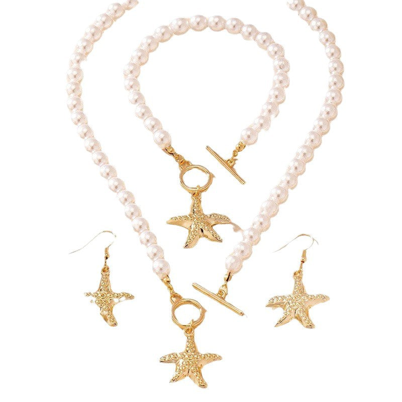 Popular Pearl Starfish Elegant Everyday Fashion Jewelry Set