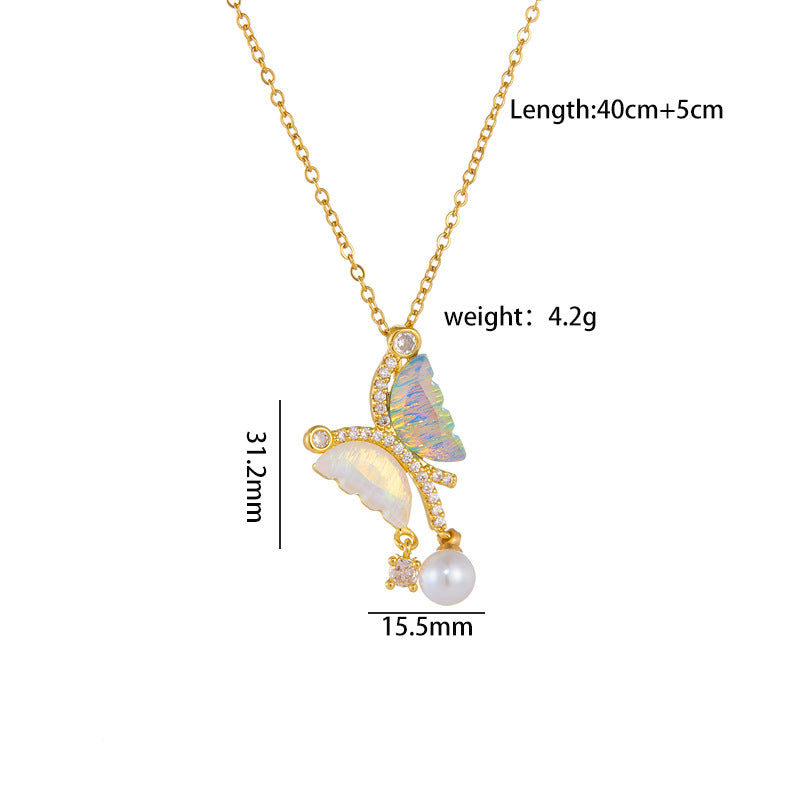 Super Color Fluorescent Butterfly Pearl Tassel Light Necklaces