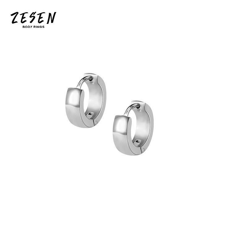 Men's Steel Circle Personalized Ear Clips Trendy Earrings