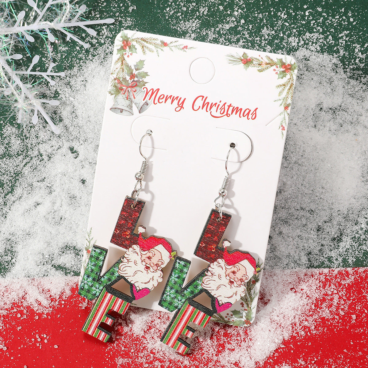 Series Cartoon Cute Creative Design Santa Claus Moon Earrings