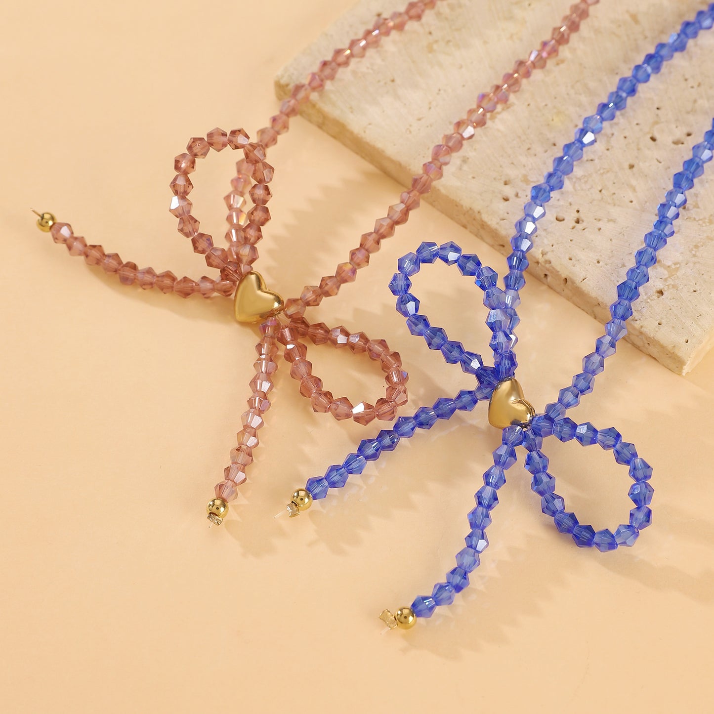 Women's Dopamine Crystal Bow Beaded For Graceful Personality Necklaces