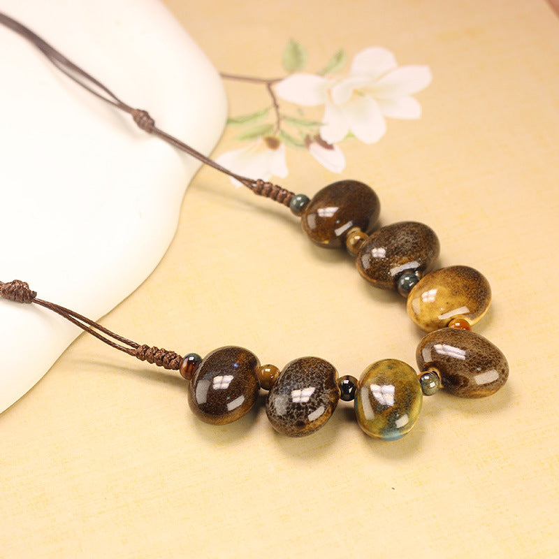Ceramic Sweater Chain Jewelry Beaded Chinese Female Light Luxury Necklaces