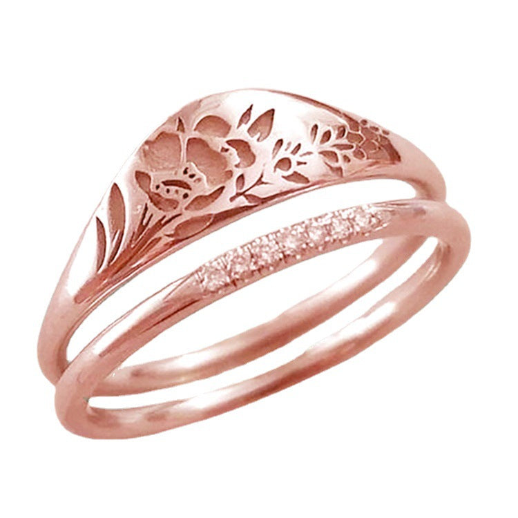 Women's Fashion Pattern Simple Rhinestone Gold Plated Rings