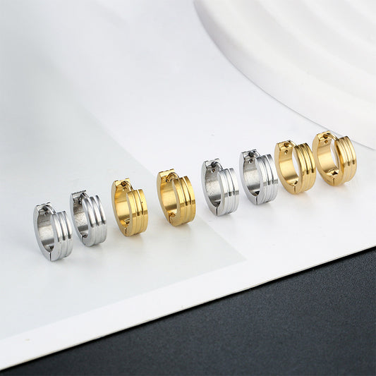Titanium Steel Gold Stainless Ear Clip Earrings