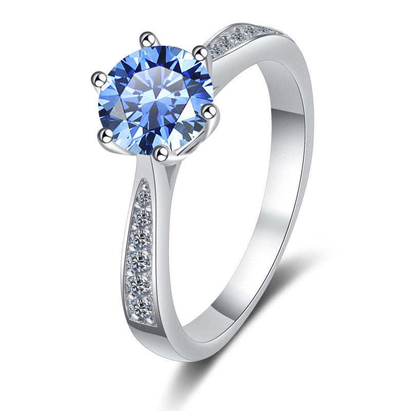 Women's Moissanite Sterling Sier Points Karat Classic Rings