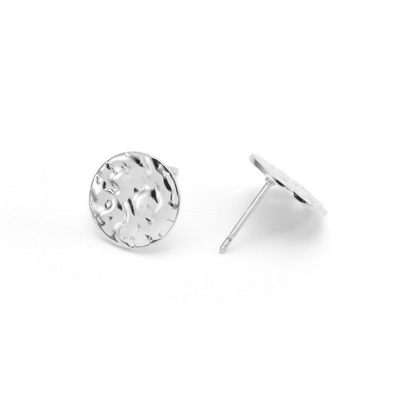 Stainless Steel Geometric Shape Embossed Round Card Ear Earrings