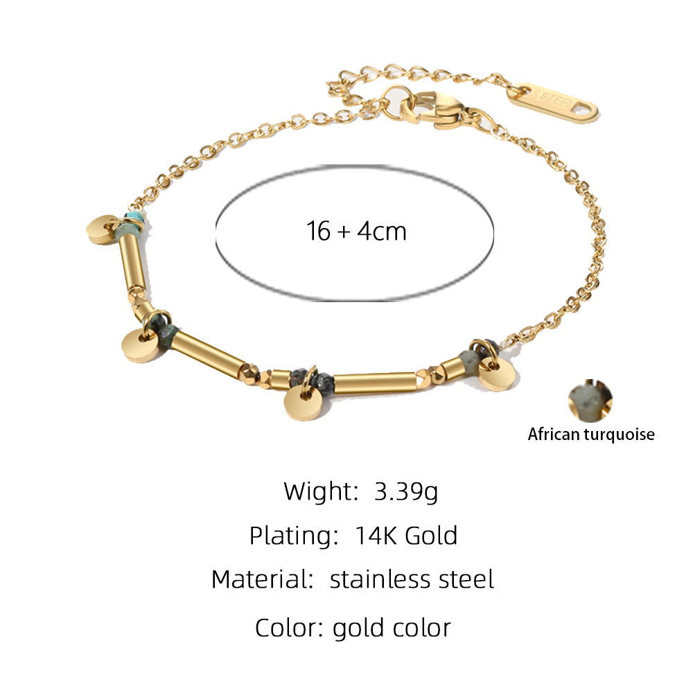 Titanium Steel French Retro Handmade Beaded Light Bracelets