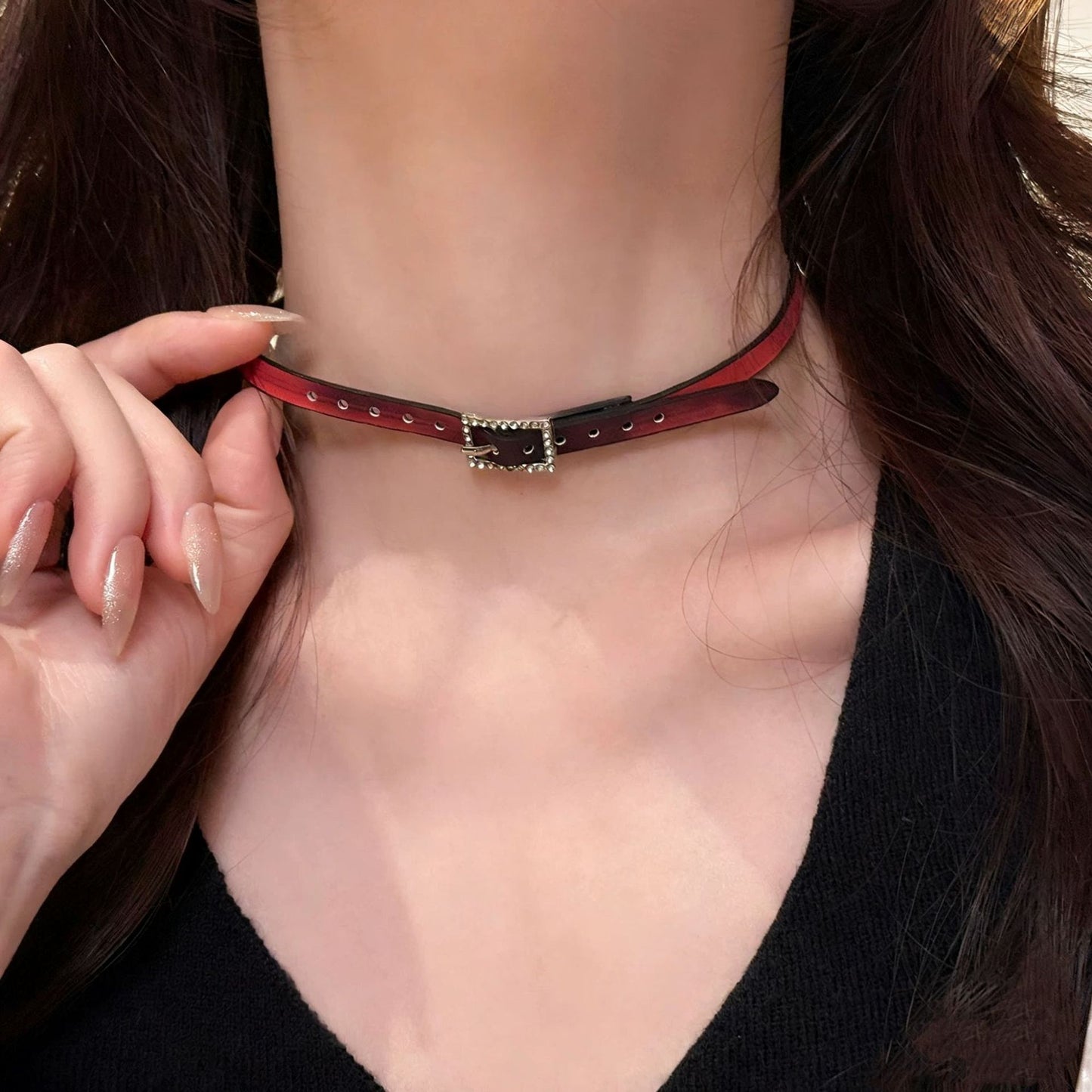 Women's & Men's Color Changing Pineapple Red Leather Sweet Cool Style Hot Collar