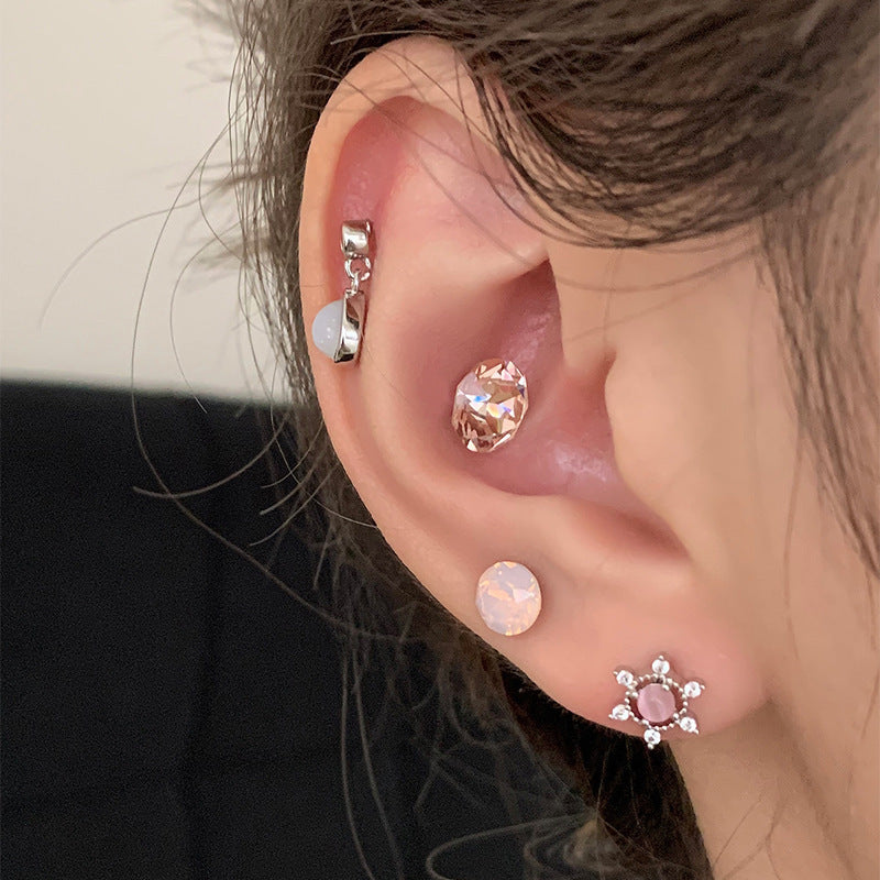 Titanium Steel Niche Super Flash Ear Bone Pin Small Earrings