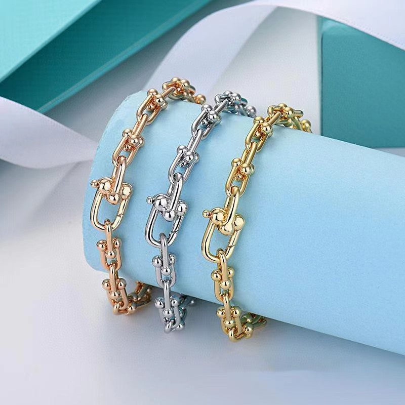 Chain White Copper Plated Rose Gold Bracelets