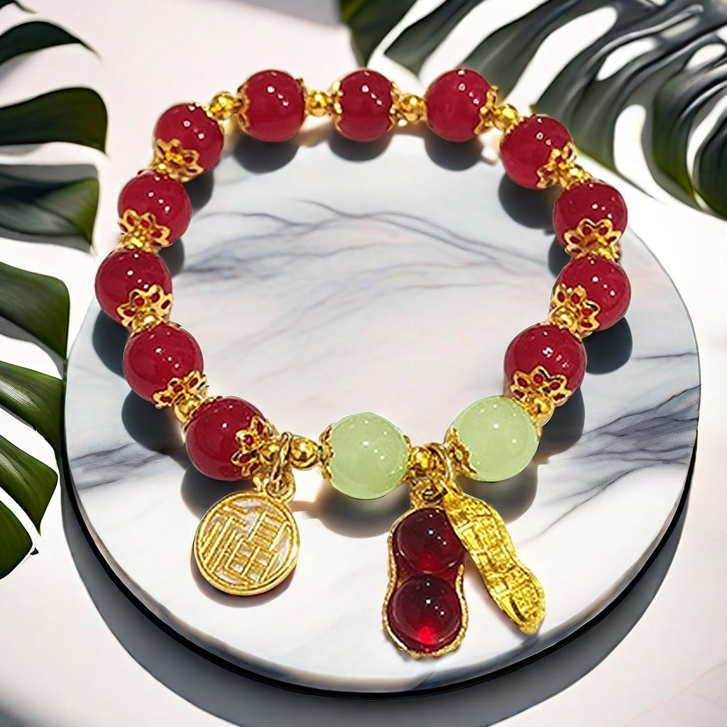 Women's Chinese Style Blessing Card Peanut Design High-grade Temperament Girlfriends Bracelets
