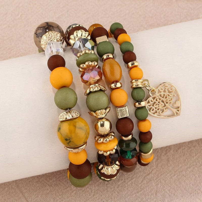 Style Crystal Peach Heart Beaded Ladies Bracelets