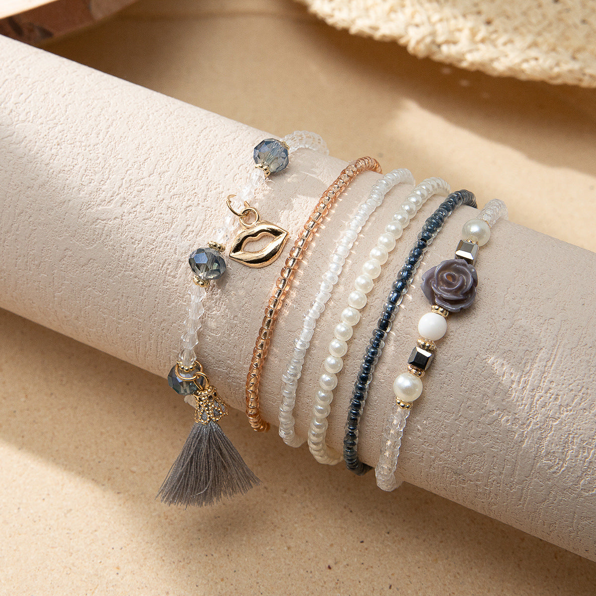 Style Bohemian Bead Design Sense Niche Contrast Bracelets