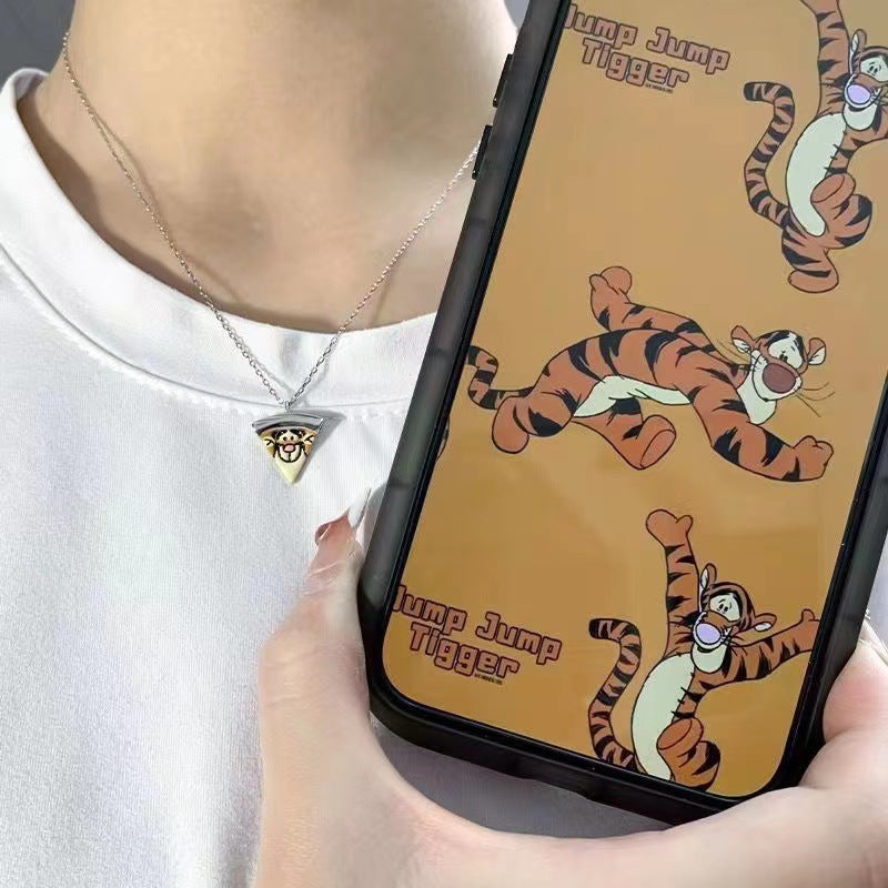 Cartoon Bear Girlfriends Pizza Magnetic Set Necklaces
