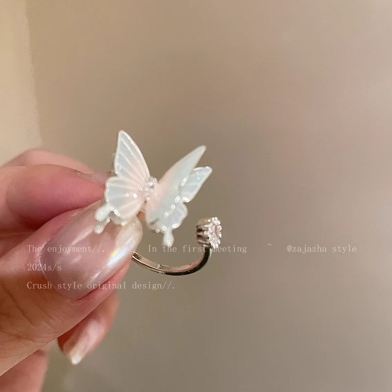 Pink Blue Dual Layer Open-end Butterfly Female Light Rings